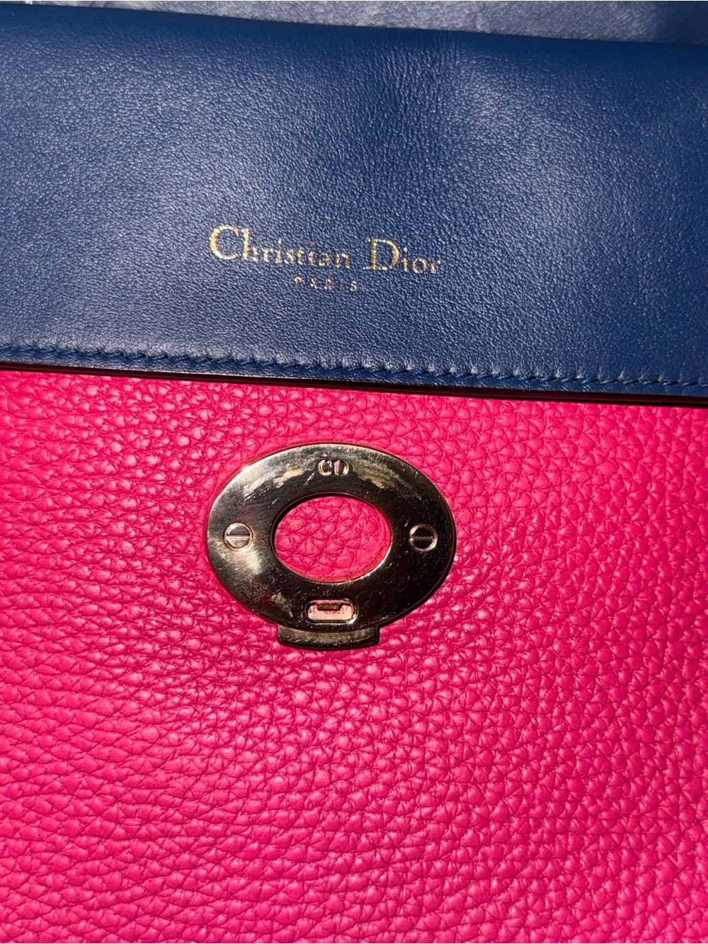 Dior Raspberry Pink Top Handle Pebbled Leather Be Dior with Gold Hardware - Picture 11 of 14